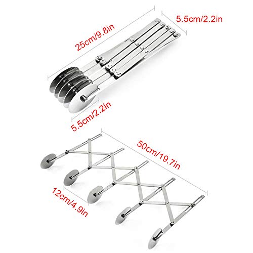 5 Wheel Pastry Cutter, Pizza Slicer, Multi-Round Dough Cutters, Expandable Baking Roller Pastry Knife for Pizza Pies Waffles Cookies