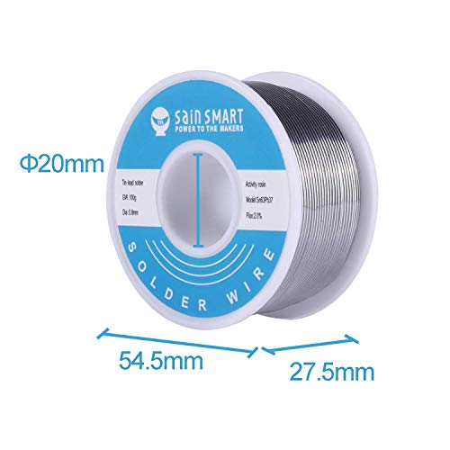 image for SainSmart 0.8mm Solder Wire 63/37 Tin/Lead Sn63Pb37 with Flux Rosin Co