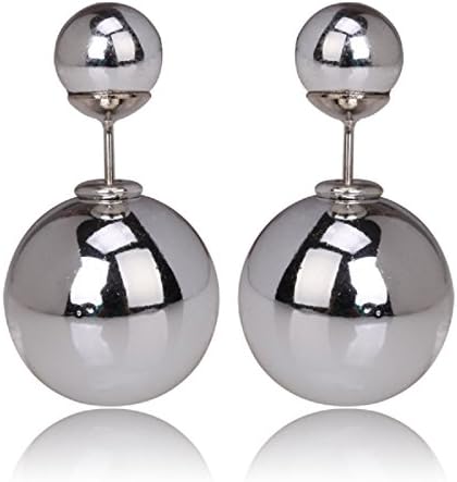 XSREEZ Double Sided Faux Mise Pearl Bubble Fashion Pave Pearl Stud Earrings Designer Celebrity Inspired Earrings Gold / Cream