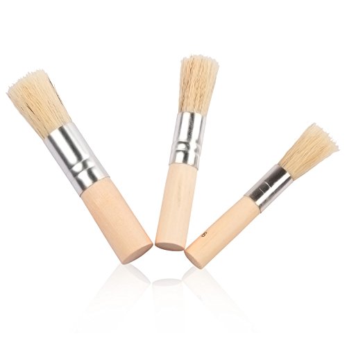 URlighting Wooden Stencil Brush (3 Pcs) - Natural Bristle Paint Brush for Acrylic Painting, Oil Painting, Watercolor Painting, Stencil Project, Card Making and DIY Art Crafts