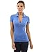 PattyBoutik Women V Neck Short Sleeve Polo Shirt (Blue Large)