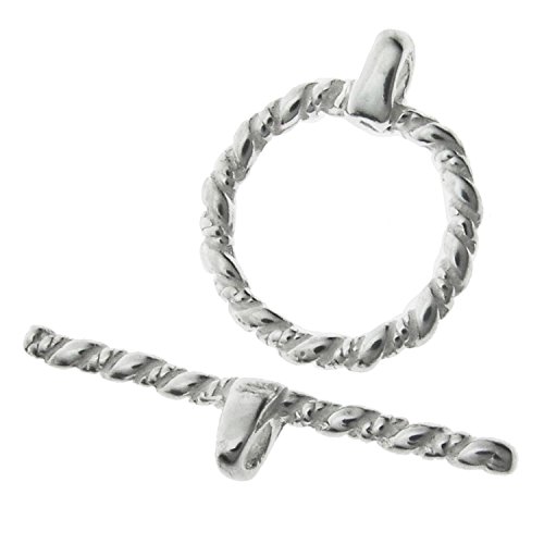 2 sets .925 Sterling Silver Twist Rope Toggle Clasp 12mm/Findings/Bright
