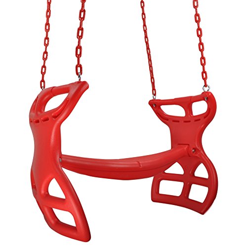 Swing Set Stuff Inc. Glider with Coated Chains & SSS Logo Sticker Playground Attachment, Red