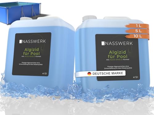 NASSWERK® Algizid für Pool flüssig 10L | Algenvernichter Pool schaumfrei