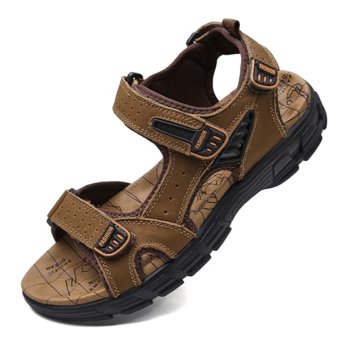Gugifcto Men's Sandals for Trekking Hiking Sports Barefoot Leather Crabs 38-46 EU