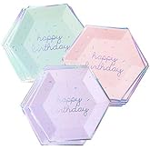Harlow & Grey Sprinkles - Pastel Happy Birthday Large Paper Plates, 18 Plate Multi-Color Pack, Kids Party, Baby's Birthday - Disposable Party Plates