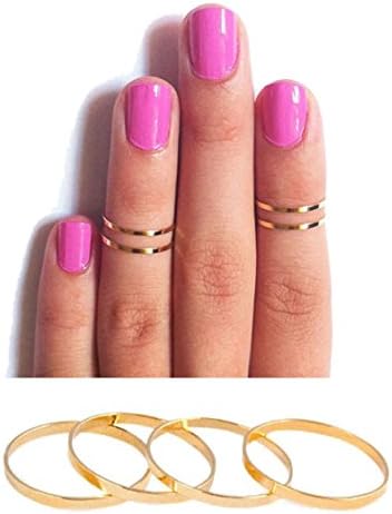 Pink Universe Fashion Cool Fine Polished Brass Finger Rings of 4 in 1 set (golden)