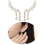 Ear Climber Earrings Leaves Crawler Chandelier Ear Cuff Vine Wrap Pin Crystal Pierced Stud Tassel Jewelry Golden Plated