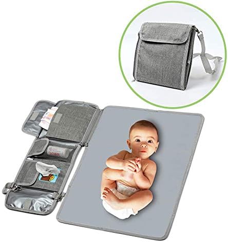 Lonruis Portable Changing Pad with Pockets Waterproof Foldable Cushioned Travel Diaper Station Kit