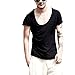 Zbrandy Mens Deep V-Neck T-shirt Men Unisex Sexy Tshirt Fitted Fashion Tees Black XL