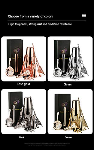 YHDM Cocktailglas-Set,Edelstahl-Home-Shaker,Bar-Set (10-teiliges Set,Roségold),Wohnaccessoires,Weihnachtsbar-Geschenk… – Bild 2
