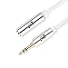 Super HD 3.5mm Aux Stereo Audio Extension Cable Male to Female Type 24K Gold Plated Step Down Design Metal Connectors with High Purity OFC Conductor White-8Feet