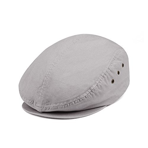 MG Men's Plaid Ivy Washed Canvas Newsboy Cap Hat L.GREY One Size