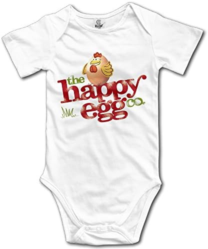 Baby Infants 100% Cotton Short Sleeve Onesies Toddler Bodysuit Happy Egg Logo Climbing Clothes White Size 6 M