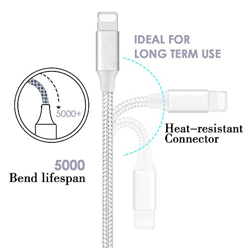 Phone Cable 3Pack 3FT 6FT 10FT to USB Syncing Data and Nylon Braided Cord Charger Charging Cable Compatible Phone XS MAX, XR, X, 8, 7, 7 Plus, 6, 6s, 6 Plus, 5, 5c, 5s, SE