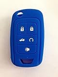 Silicone Fob Skin Key Cover Holder Bag Key Jacket for Chevrolet Camaro Cruze Volt Equinox Spark Malibu Sonic Flip Remote Key Case Shell 5 BTN BK (Dark blue)