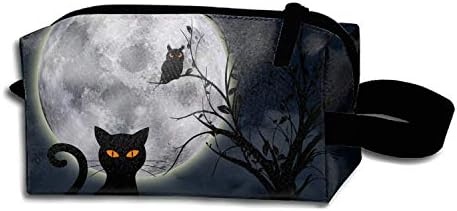Waterproof Cosmetic Bags Witchy Moon Cat Portable Travel Makeup Pouch Organizer