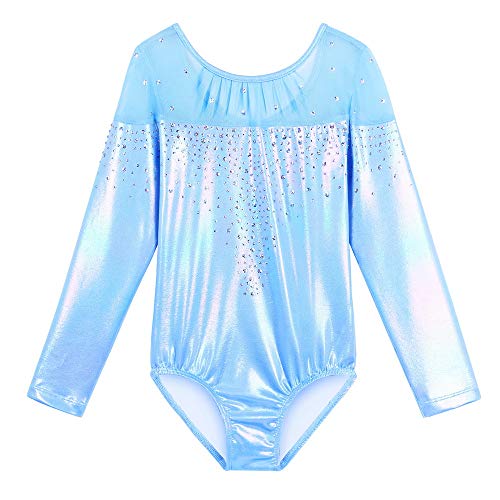 image for XIAOFEIGUO Long Sleeve Leotards for Girls Gymnastics Biketards Kids Gl