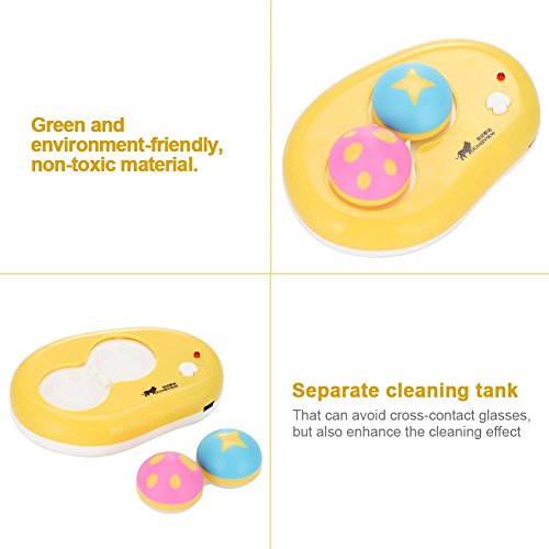 Automatic Contact Lens Washer Cleaner Case Contact Lens Container Cute Mashroom, USB Charge(Yellow)