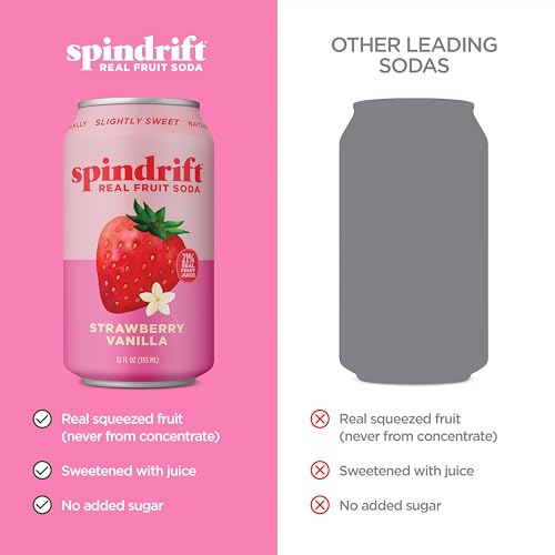 SPINDRIFT SODA “STRAWBERRY SHORTCAKE” STRAWBERRY VANILLA SODA WITH REAL SQUEEZED FRUIT 12 PACK CASE