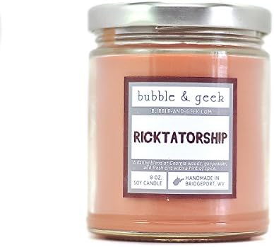 Bubble and Geek "Ricktatorship" Scented Soy Candle, 8 oz Jar, Handmade in the USA