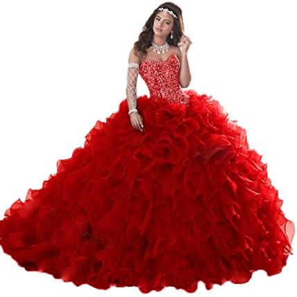 Gorgeous Heavy Beaded Organza Quinceanera Dresses for Sweet 16 Ball Gowns