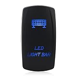 WATERWICH 5 Pin Led Light Bar illuminated Rocker Toggle Switch Waterproof DC 20A 12V/10A 24V Black Shell/ON-OFF SPST Rocker Switch For Auto Truck Boat Marine RV (Led Light Bar Switch Blue)