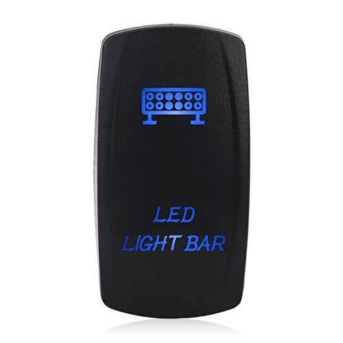 WATERWICH 5 Pin Led Light Bar illuminated Rocker Toggle Switch Waterproof DC 20A 12V/10A 24V Black Shell/ON-OFF SPST Rocker Switch For Auto Truck Boat Marine RV (Led Light Bar Switch Blue)