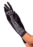 Leg Avenue Women's Rhinestone Bone Elbow Length Gloves, Black/Silver, One Size
