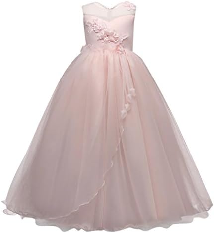 Taore Girl Dress Kids Pageant Tutu Dress Ruffles Lace Party Wedding Dresses (7T, Pink D)