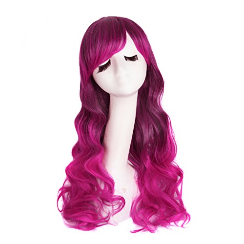 Magenta Wig - MapofBeauty 28 Inches Wavy Multi-Color Lolita