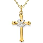 Gem And Harmony Yellow Plated Sterling Silver Dove Cross Pendant Necklace with Chain