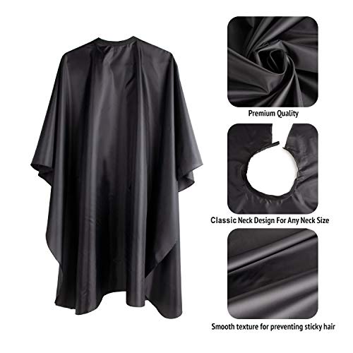 Delkinz Barber Cape Large Size with Adjustable Snap Closure waterproof Hair Cutting Salon Cape for men, women and kids- Perfect for Hairstylists - Black (Black - Pack of 1)