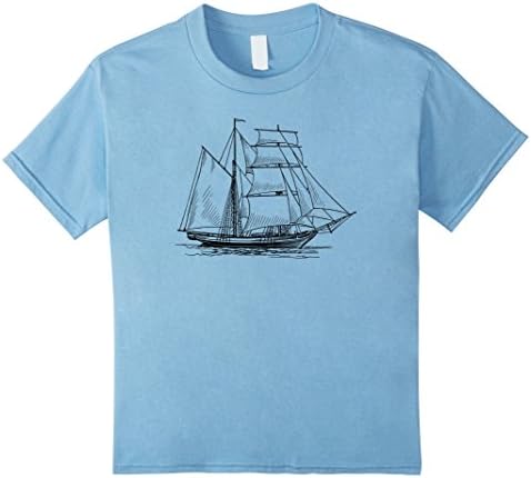 unisex-child Pirate Ship T-Shirt Navy Nautical Pirates Sail Boat Shirt 8 Baby Blue