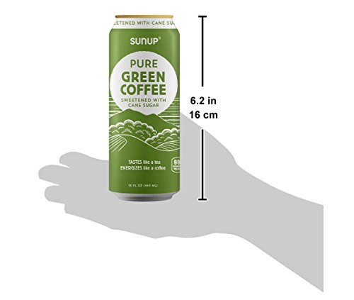 Sunup Pure Green Coffee, Sweetened With Cane Sugar, Natural Coffee Made From Raw Green Coffee Beans, 12 Pack