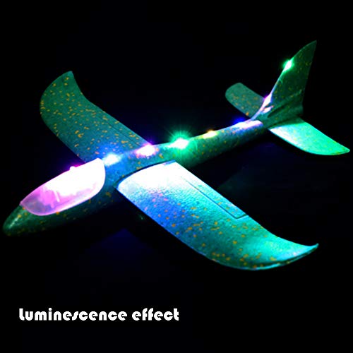 image for Kasien Toy Kasien Throwing Foam Airplane Toys, LED Flying Glider Aircr