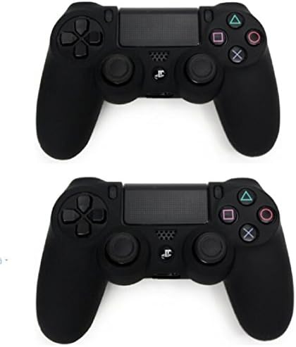 2Packs Silicone Rubber Soft Case Gel Skin Cover for Sony PlayStation 4 PS4 Controller (BL+BL)