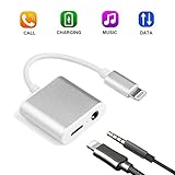 iPhone 7 Aux Adapter, Sukey Lightning to 3.5mm Headphone Jack Audio Adapter 3 in 1 Aluminum Lightning Adapter Lightning Headphone Audio and Charger Adapter for iPhone 7 /7Plus /8 /8Plus /X …