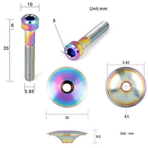 1 Set Bicycle Stem Cap,Titanium with Screw M6x30 Headset Cover Dustproof Protective MTB Bike Parts Bolt Professional Repair Cycling Accessories(Colorful)
