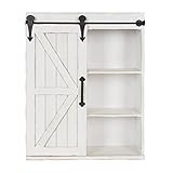 Kate Laurel Cates Wood Wall Storage Cabinet Sliding Barn Door, Rustic White