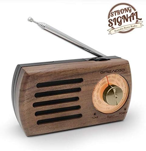 Portable AM/FM Pocket Radio, Retro Walnut Wood Battery Operated Radio With Best Reception, Headphone Jack for Walking, Jogging, and Travelling