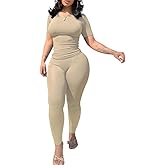 Nimsruc Two Piece Outfits For Women Summer Casual Short Sleeve Jogging Suits