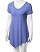 TWINTH Basic Tunic Top Plus Size Short Sleeve V-Neck Violet XL