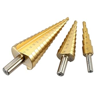 Generic 3PCS Professional Pagoda Drill Bit Quty Perforator HSS Titanium Coated Straight Flute Stepped Drill Bits 4-32mm 4-20mm 4-12mm