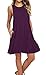 AUSELILY Women's Sleeveless Pockets Casual Swing T-Shirt Dresses (S, Purple)