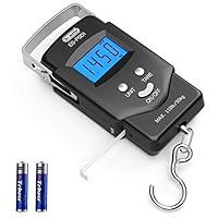 [Backlit LCD Display] Dr.meter PS01 110lb/50kg Electronic Balance Digital Fishing Postal Hanging Hook Scale with Measuring Tape, 2 AAA Batteries Included