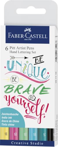 FABER-CASTELL - Tuschestifte Pitt Artist Pen Lettering, 6 Stifte