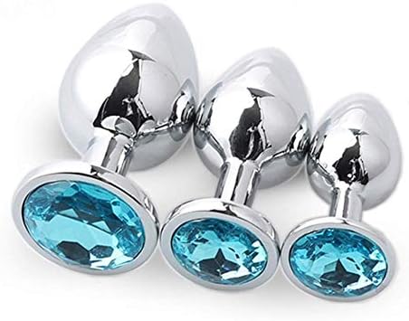 Impercol 42- Stainless Steel Gemstone Design - Būtt- Plùgs - 3 Piece Set for Men and Women Back Massage Trainer (Blue)