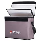 Kofair Large Fireproof Bag (16 x 12 x 5.5 inches), XL Fireproof Document Bags with 100% Opening & Soft Handle, Non-Itchy Fireproof Safe and Water Resistant Bag for Money, Documents & Valuables (Gray)