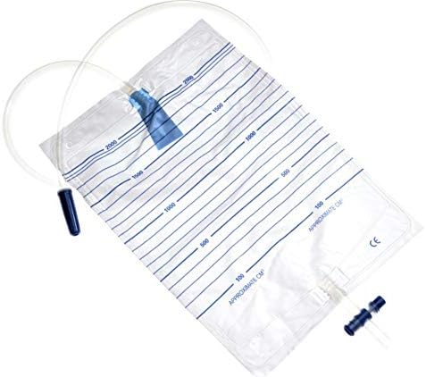10 Pcs Pack, ECOBLUE Urine Drainage Bags 2000ml Capacity, Non Sterile Night Bags with T-Tap Valve and 85cm Tube